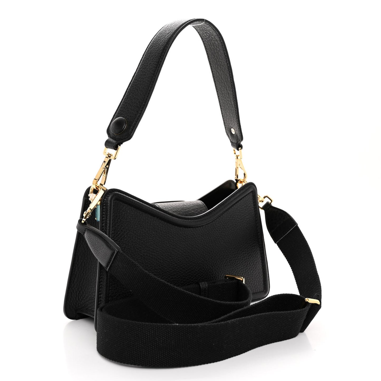 Grainy Calfskin VLogo Leather Shoulder Bag Black