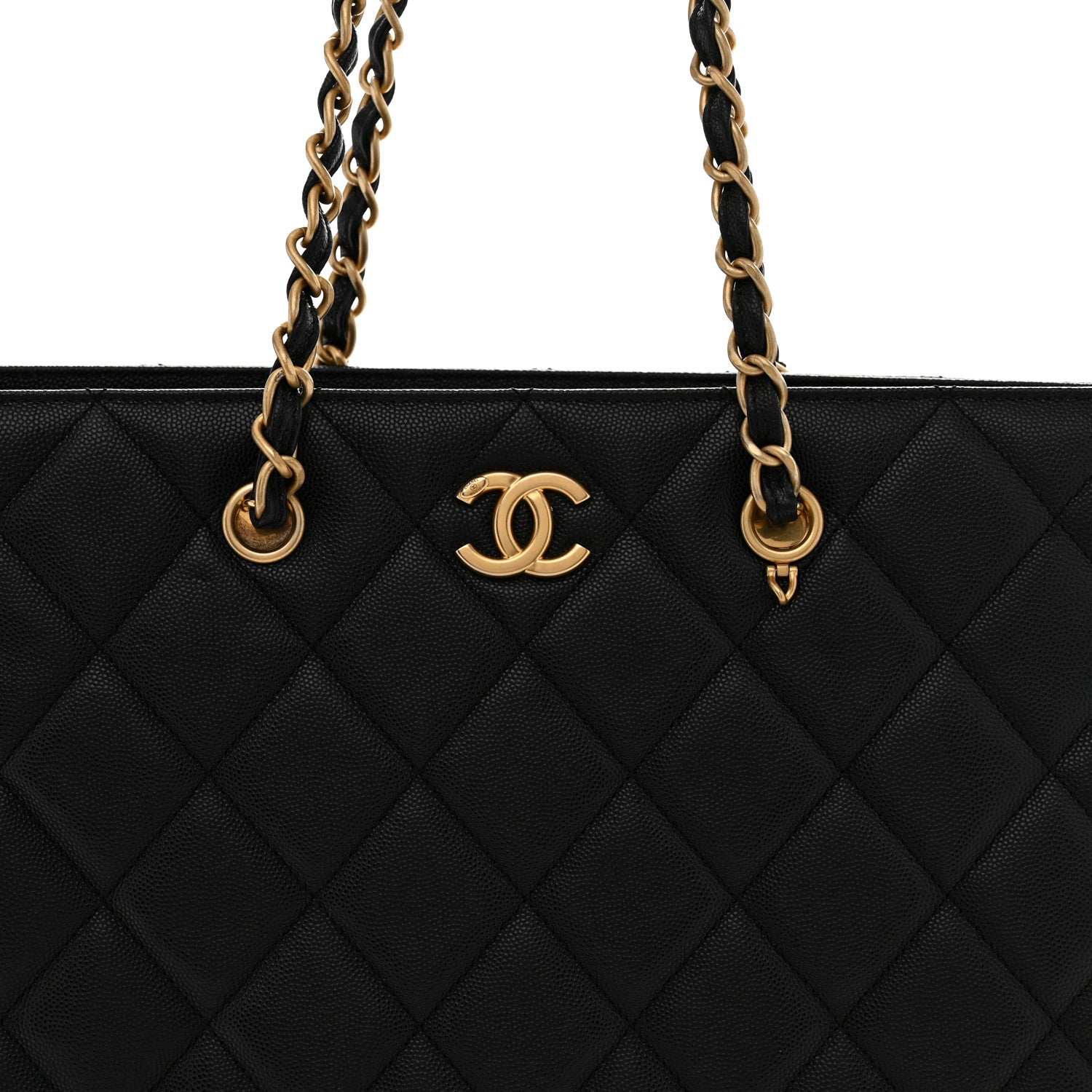 Chanel Caviar Quilted Chain Large Shopping Tote With Coin Purse Black 8 of 11