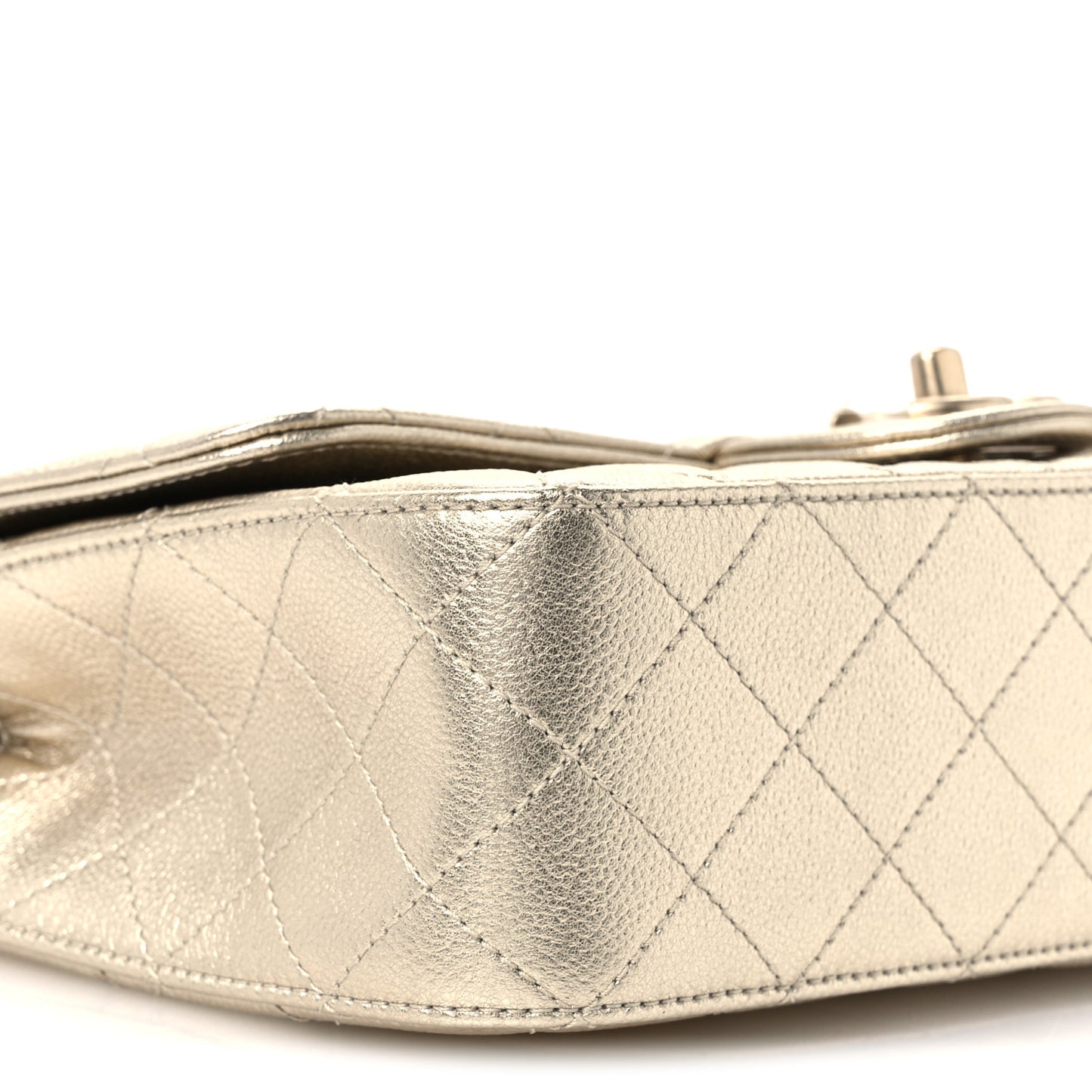 Metallic Caviar Quilted Medium CC Slide Flap Light Gold