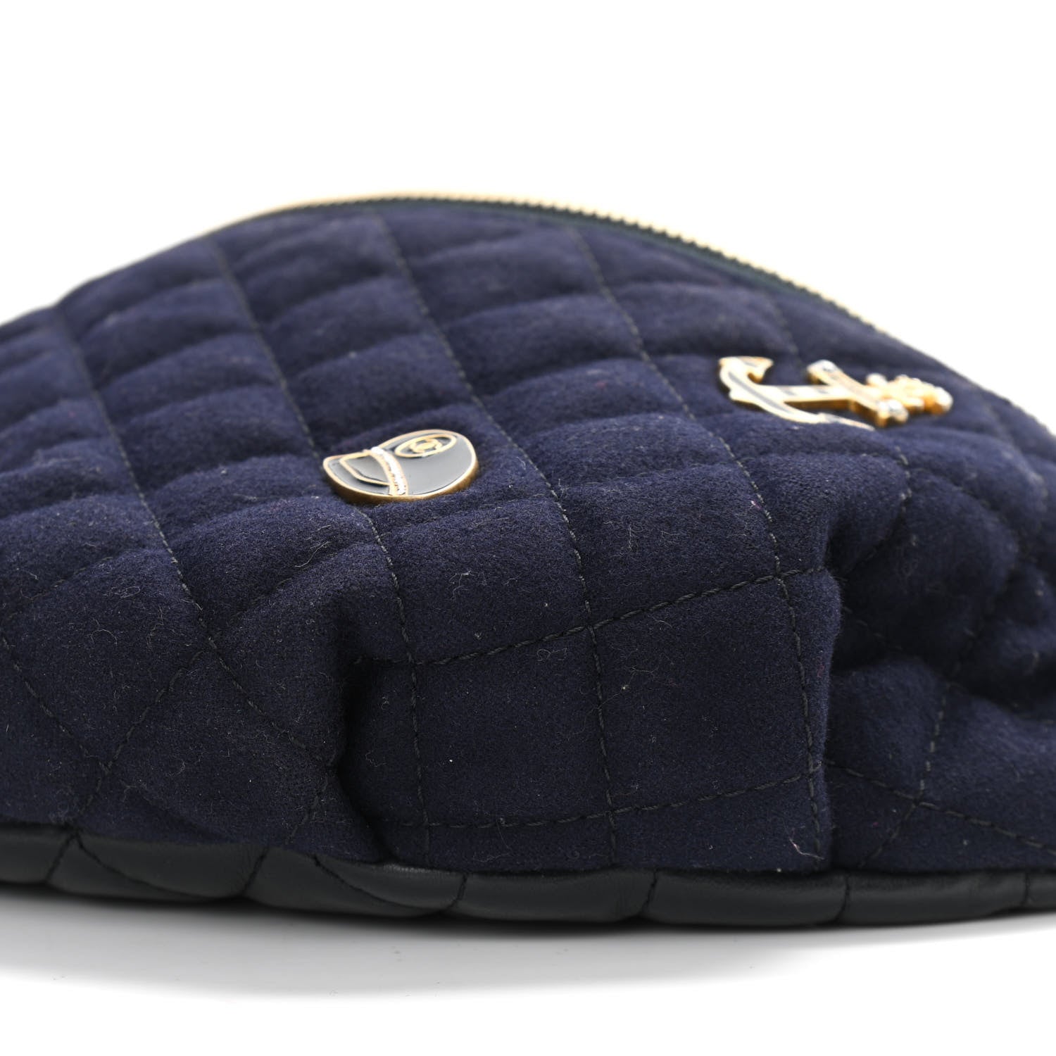 Chanel Wool Lambskin Quilted Paris Hamburg Charms Waist Bag Dark Navy 9 of 10