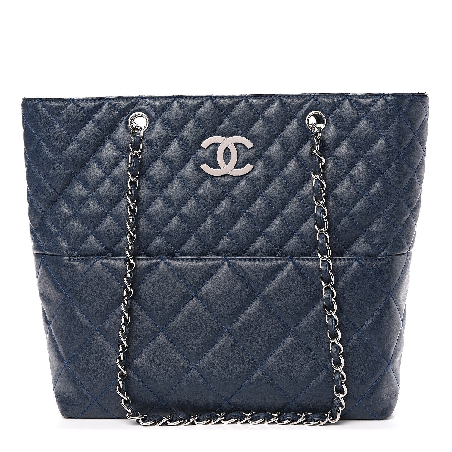 Chanel Calfskin Quilted In The Business North South Tote Blue 1 of 12