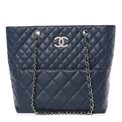Chanel Calfskin Quilted In The Business North South Tote Blue 1 of 12