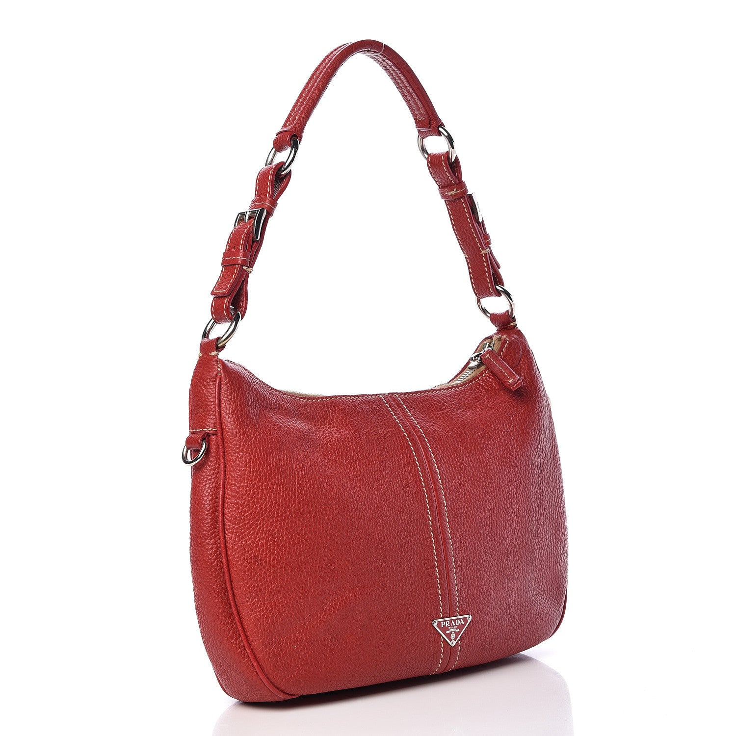 Prada Vitello Daino Hobo Rosso 3 of 14