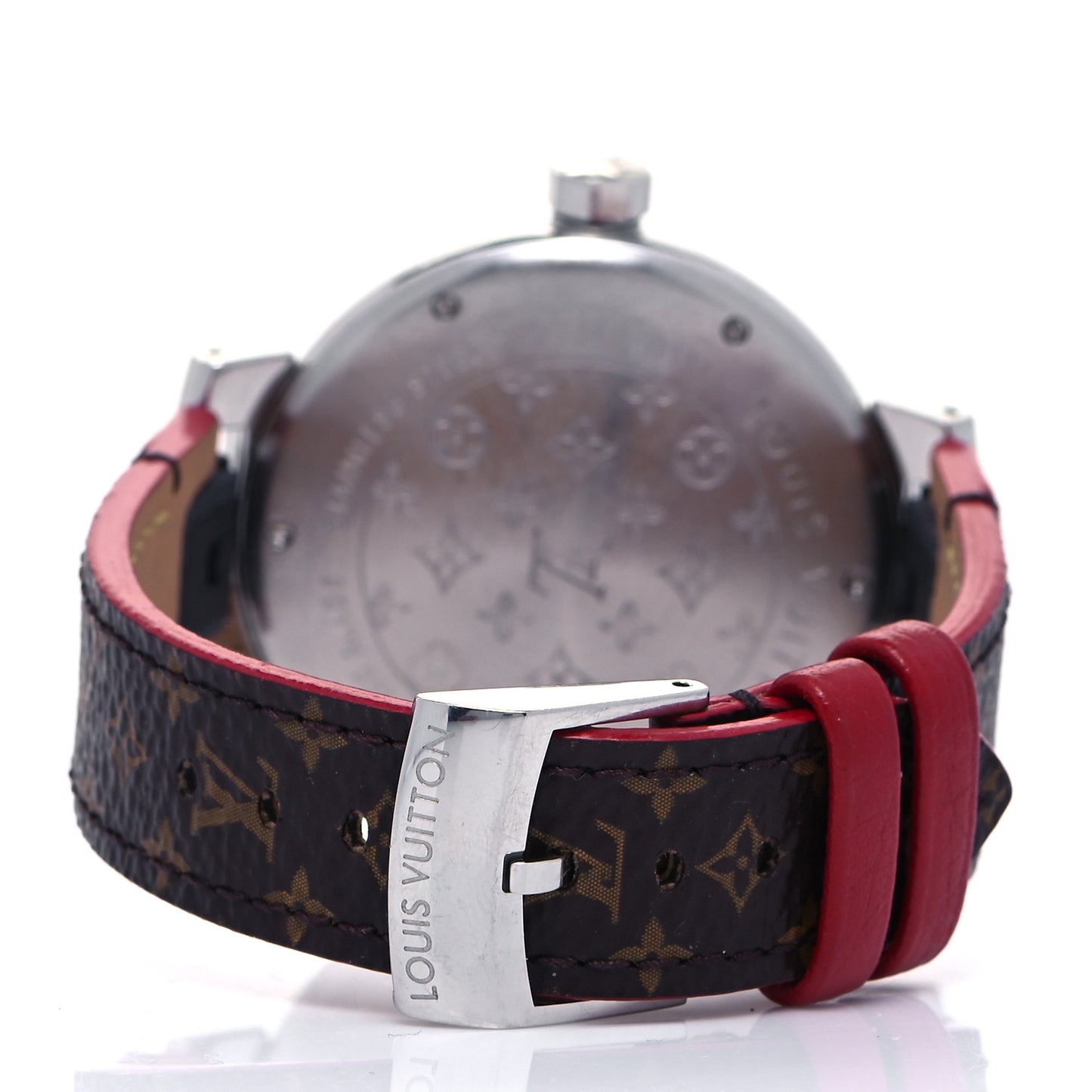 Stainless Steel Monogram 39mm Tambour Quartz Watch Brown