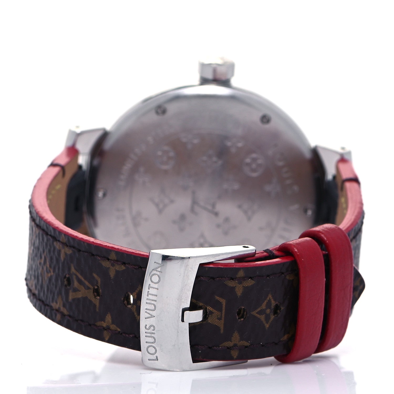 Louis Vuitton Stainless Steel Monogram 39mm Tambour Quartz Watch Brown 3 of 6