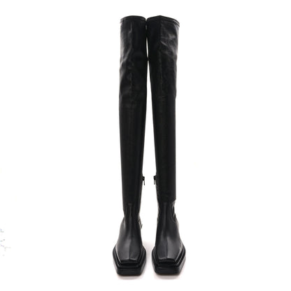 Bottega Veneta Calfskin Nappa Lean Over The Knee Boots 36 Black 2 of 6