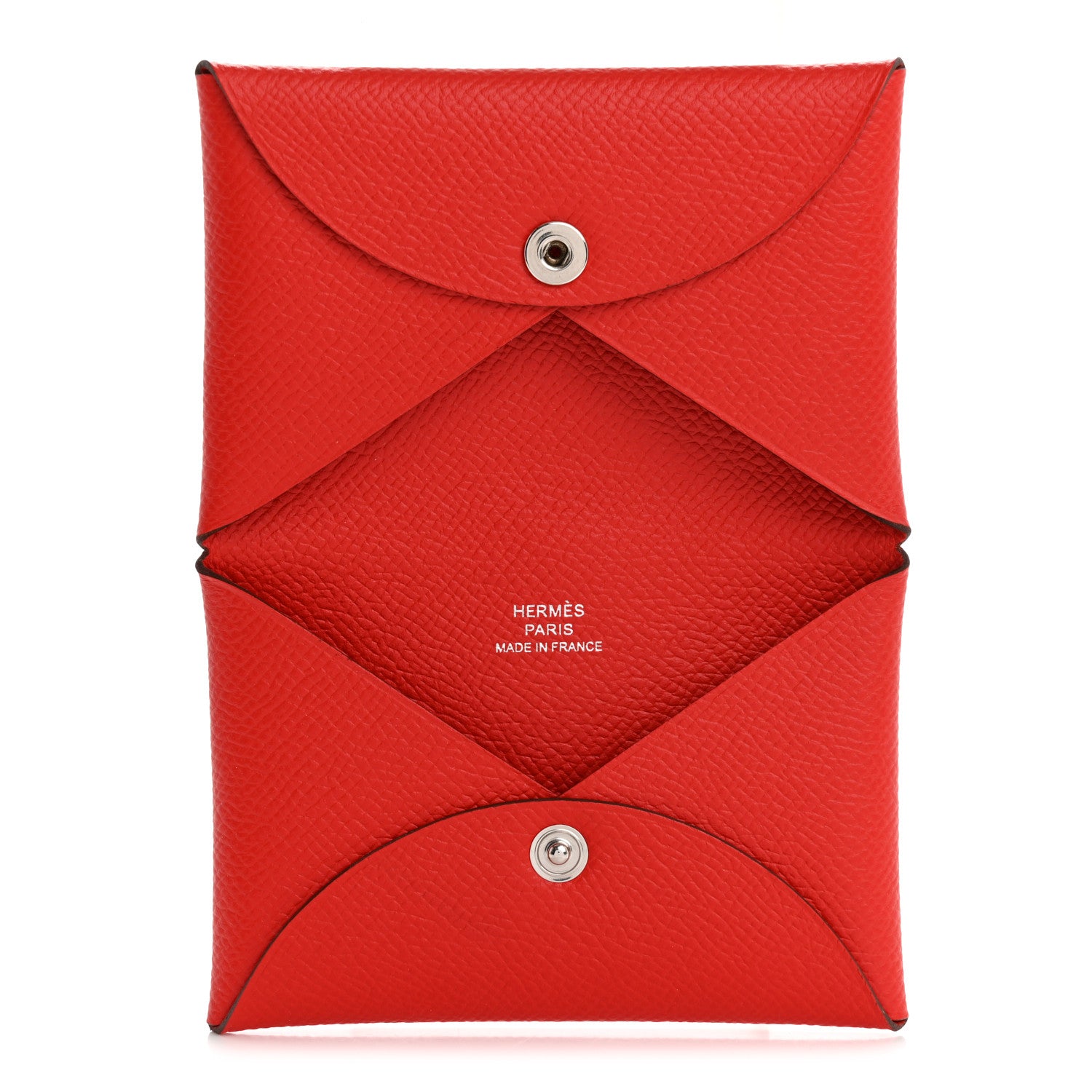 Hermes Epsom Calvi Card Case Rouge Piment 5 of 9