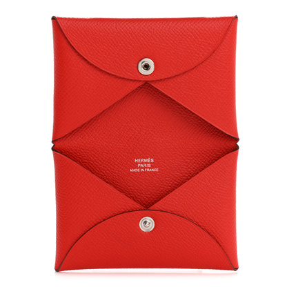 Hermes Epsom Calvi Card Case Rouge Piment 5 of 9