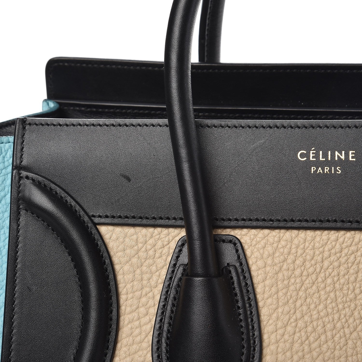 Celine Drummed Calfskin Micro Tri-Color Luggage Antarctic 8 of 9