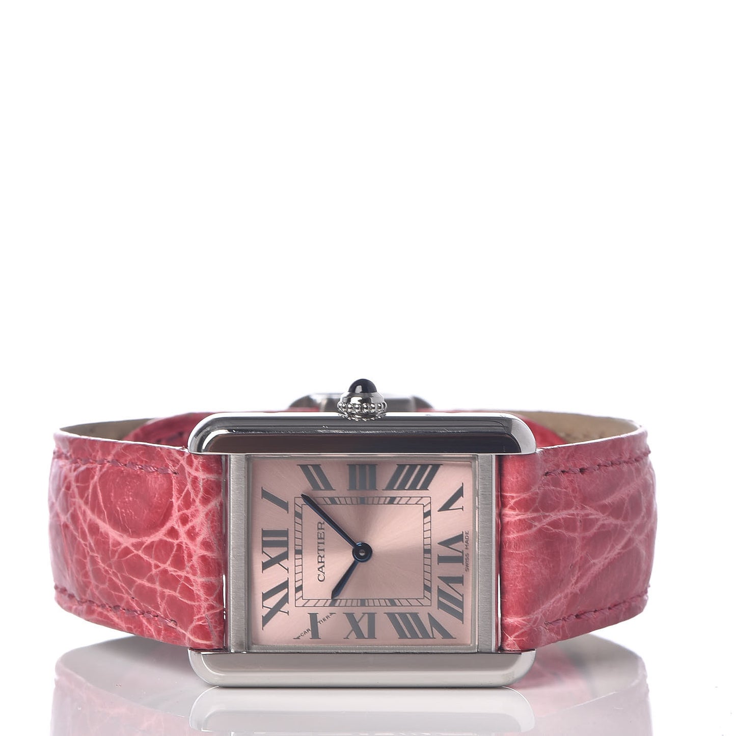 Stainless Steel Alligator 24mm Tank Solo Quartz Watch Red