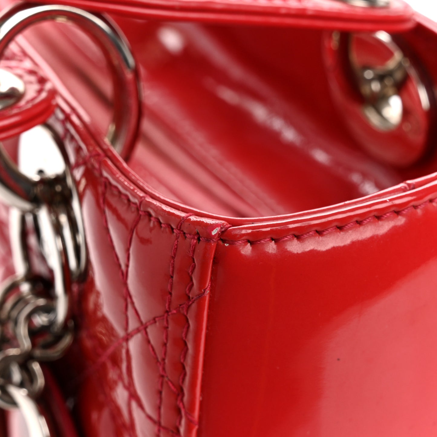 Patent Cannage Medium Lady Dior Fuchsia