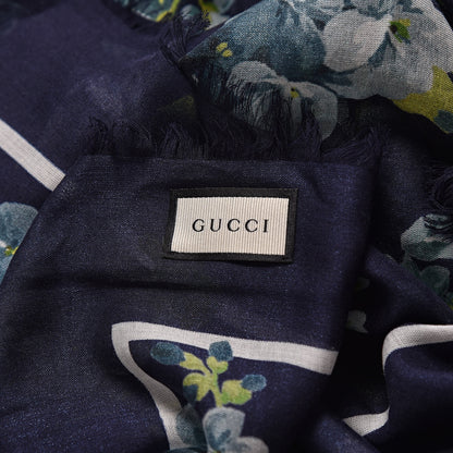 Gucci Modal Silk New Bloomy Shawl Midnight Blue Sky Blue 4 of 4