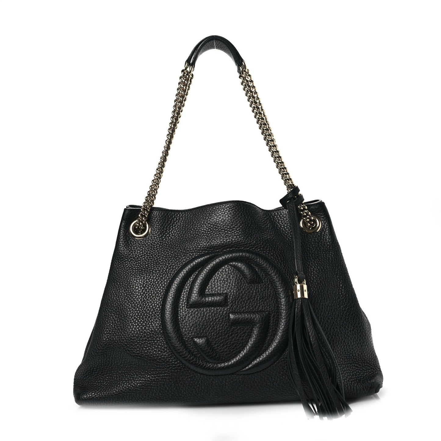 Pebbled Calfskin Medium Soho Chain Shoulder Bag Black