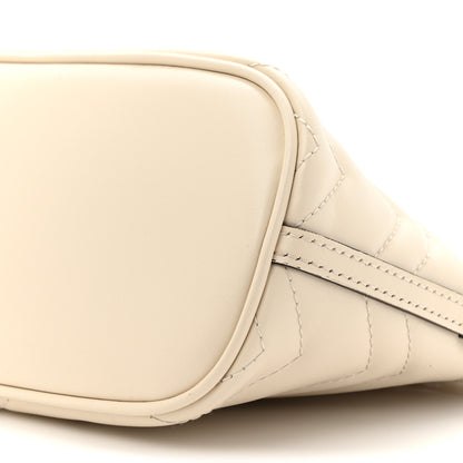 Gucci Calfskin Matelasse Chevron Monochrome GG Marmont Sling Shoulder Bag Mystic White 16 of 19