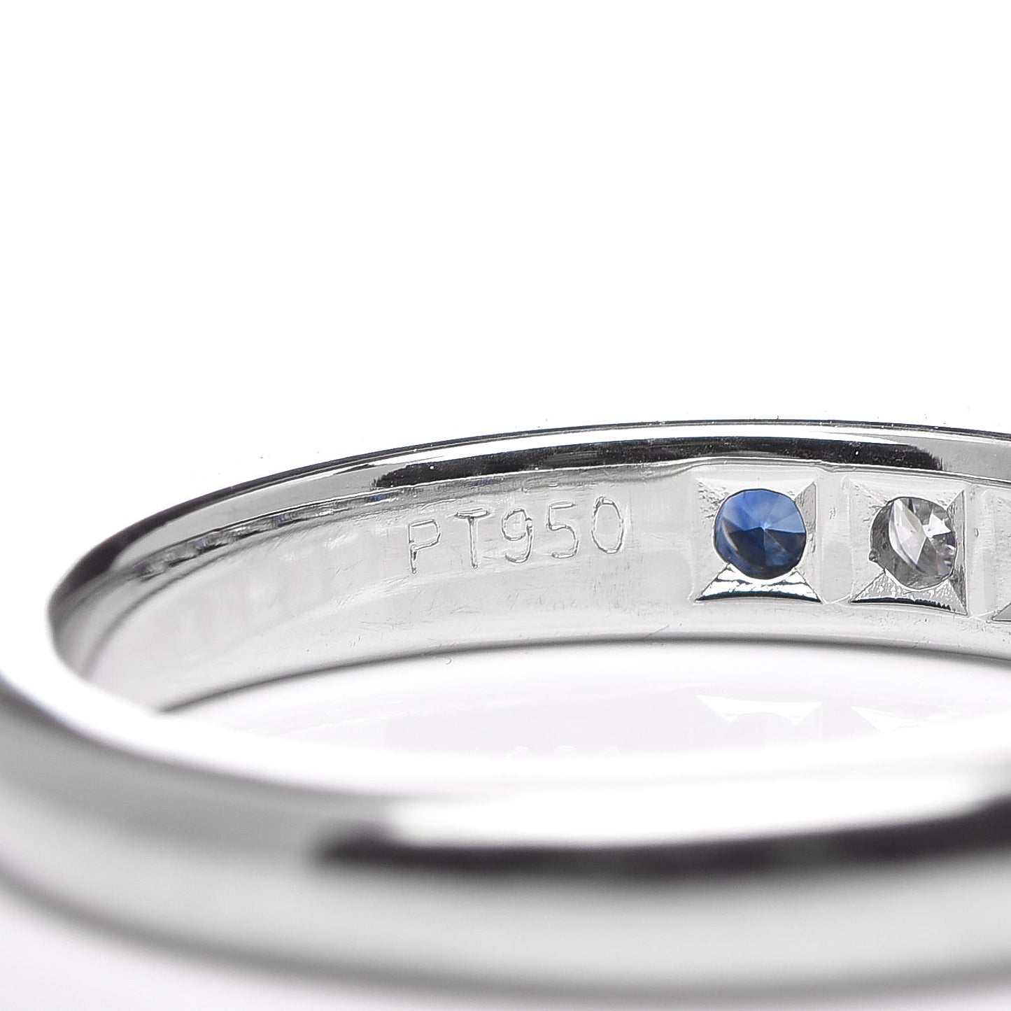 Platinum Diamond Sapphire 3mm Band Ring 48 4.5