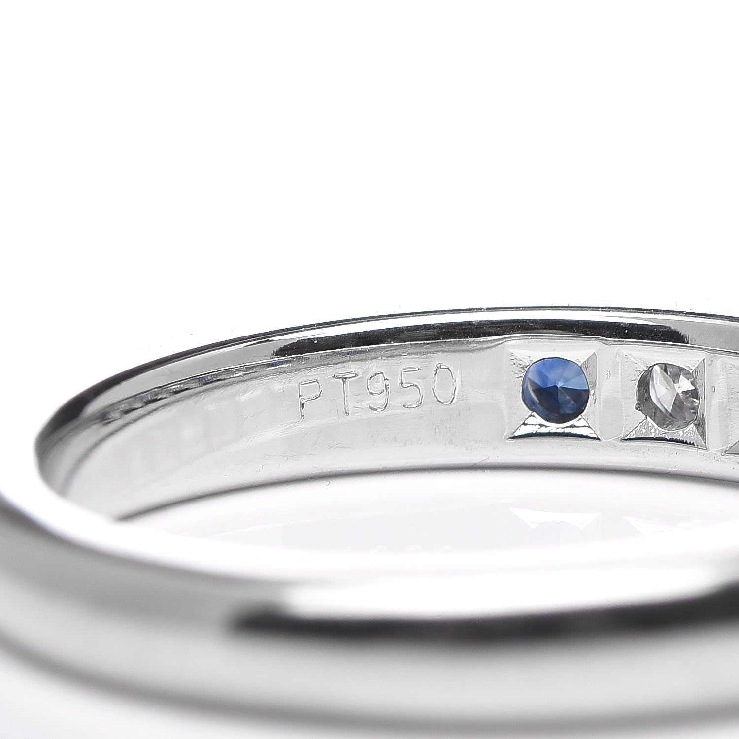 Tiffany Platinum Diamond Sapphire 3mm Band Ring 48 4.5 4 of 5