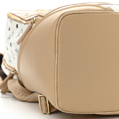 MCM Visetos Striped Medium Duke Backpack White Beige 12 of 15