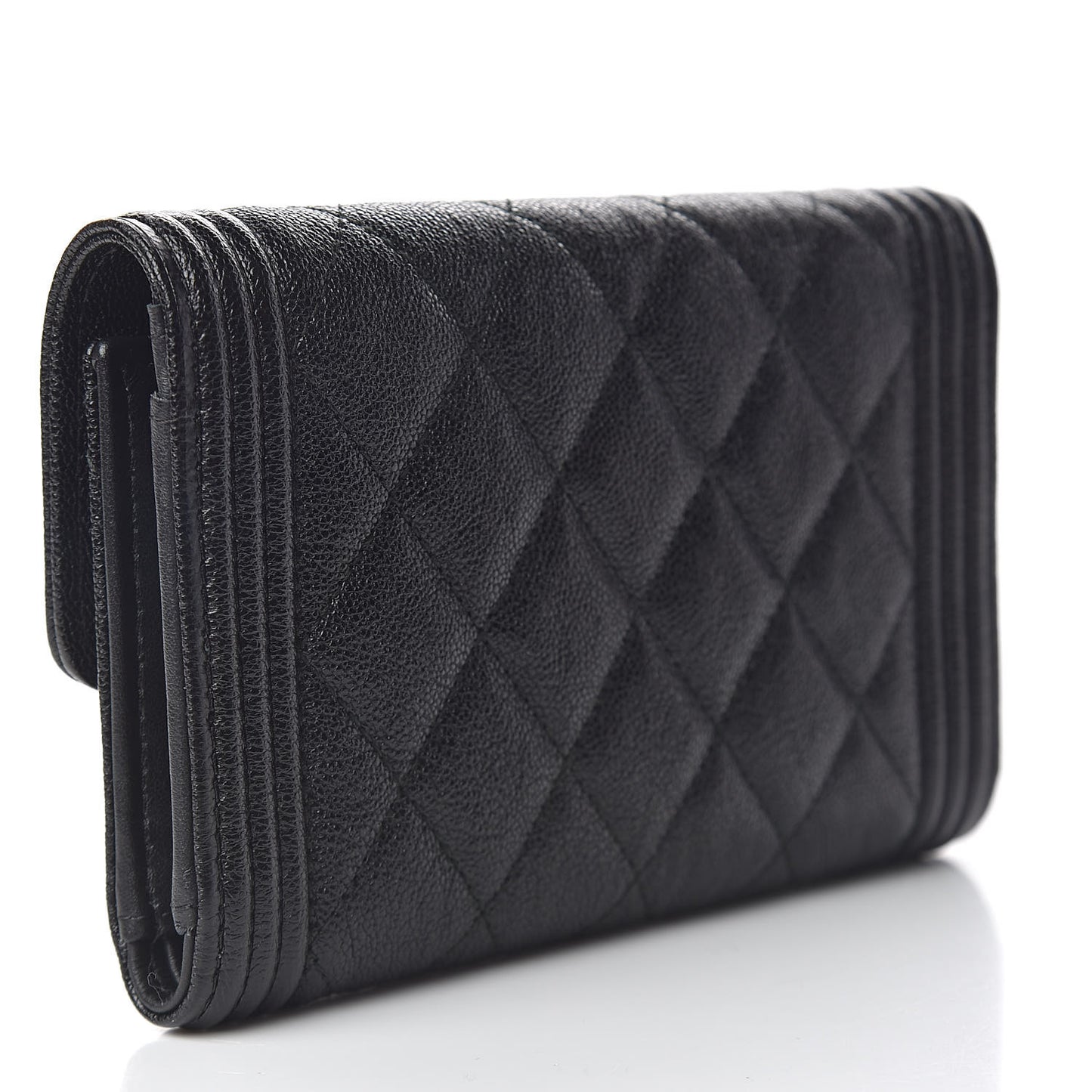 Caviar Quilted Medium Boy Flap Wallet Black