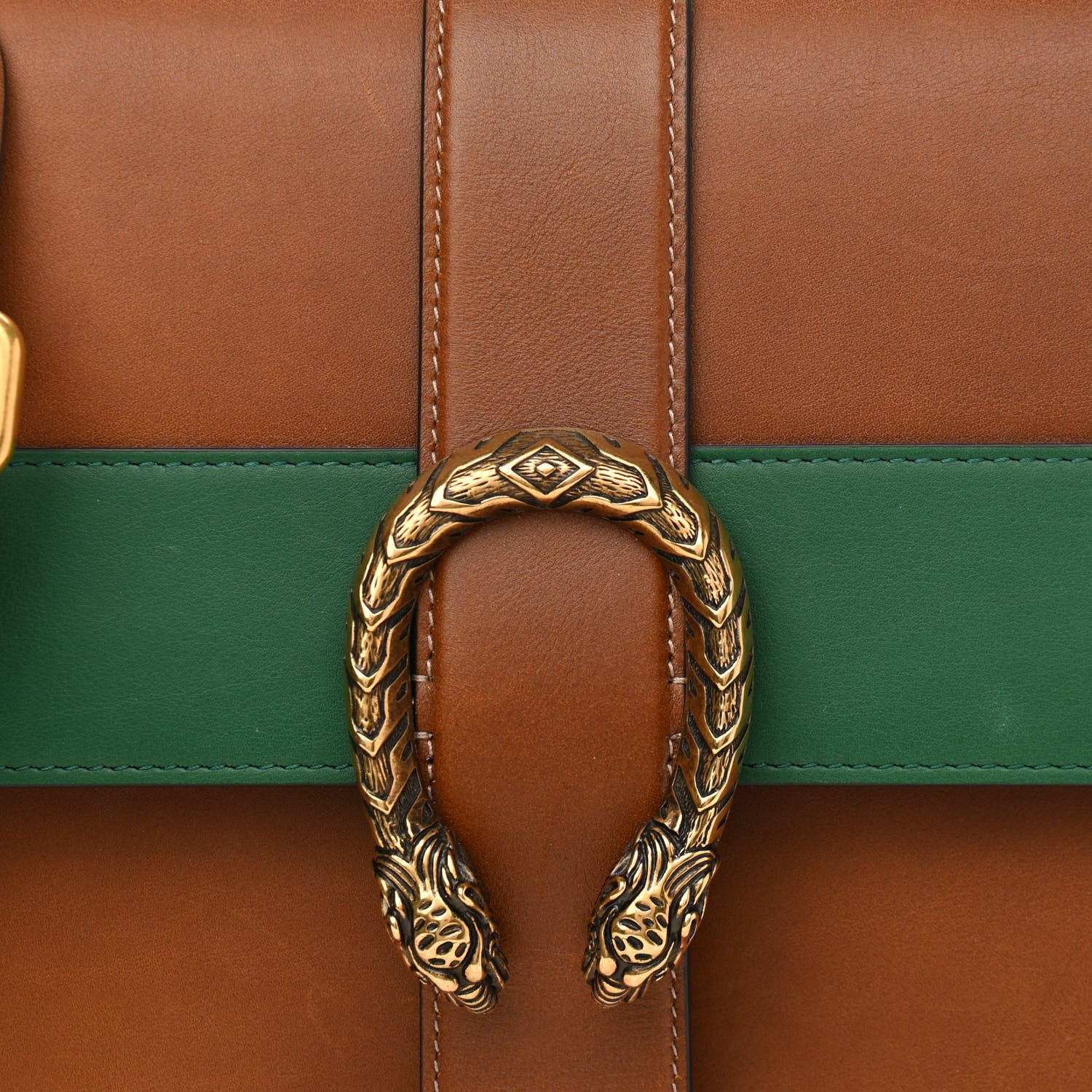 Gucci Moon Calfskin Web Large Dionysus Bamboo Top Handle Bag Cuir Bright Evergreen Hibiscus Red 8 of 16