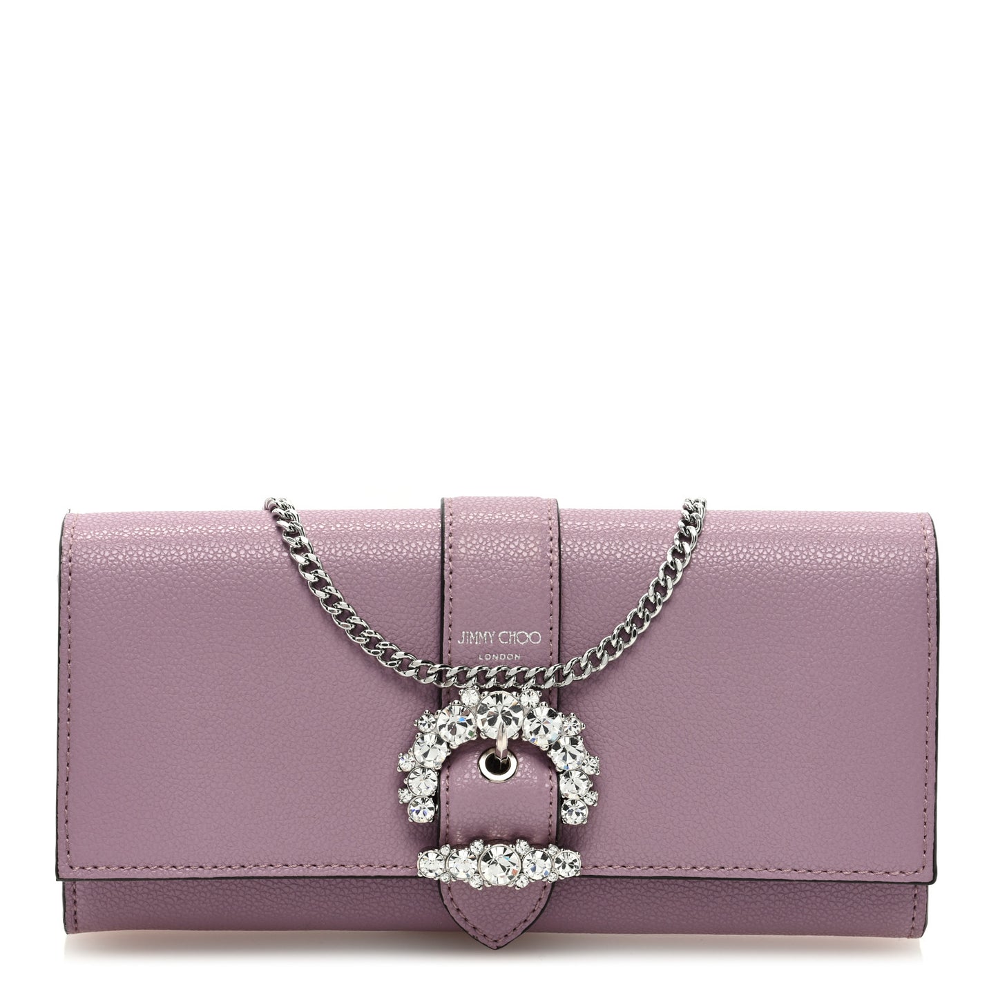 Satin Crystal Madeline Wallet On Chain Mauve