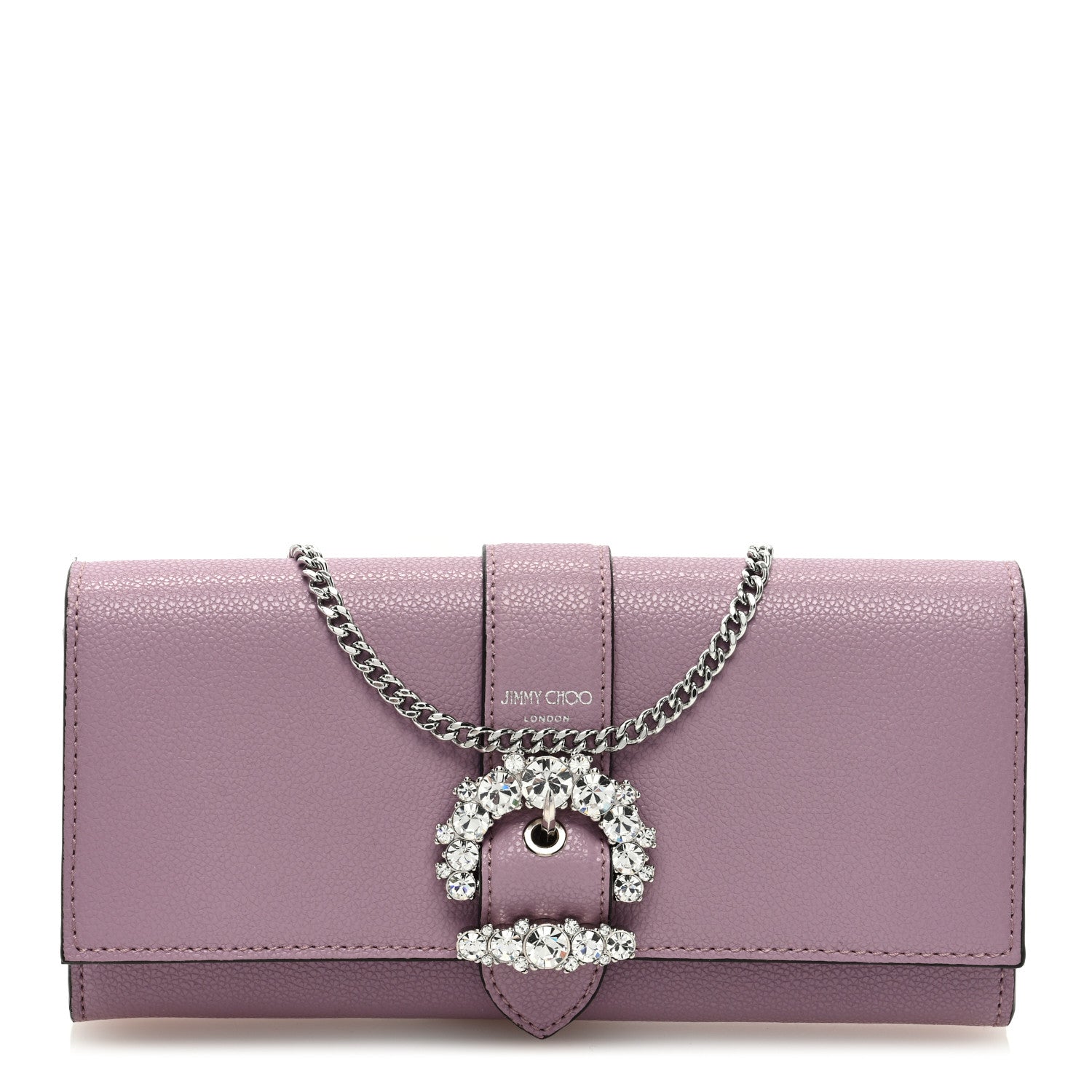 Jimmy Choo Satin Crystal Madeline Wallet On Chain Mauve 1 of 10