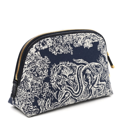 Christian Dior Embroidered Toile De Jouy 30 Montaigne Cosmetic Pouch Blue 3 of 9