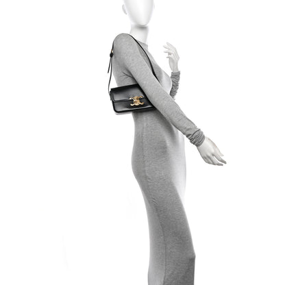 Celine Shiny Calfskin Triomphe Shoulder Bag Black 2 of 12