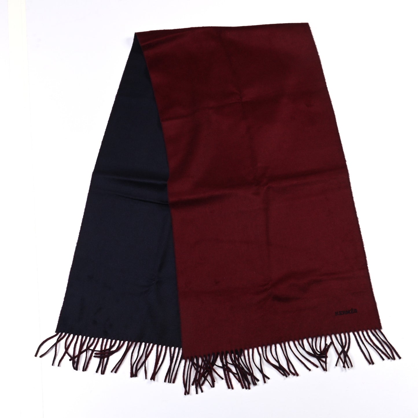Cashmere Recto Verso Muffler Rouge H Marine