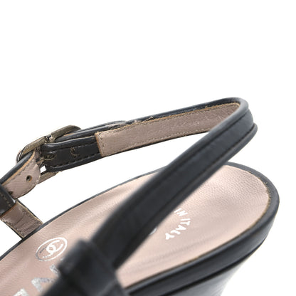 Chanel Metallic Lambskin Cap Toe CC Slingback Heels 36.5 Khaki Silver 11 of 15