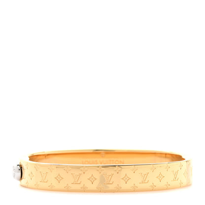 Louis Vuitton Brass Monogram Nanogram Cuff S Gold 1 of 6