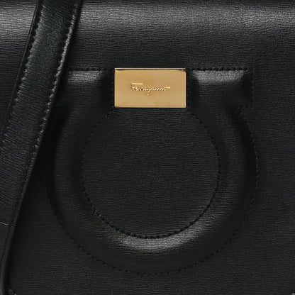 Salvatore Ferragamo SALVATORE FERRAGAMO Calfskin Gancio City Saddle Bag Black 7 of 10