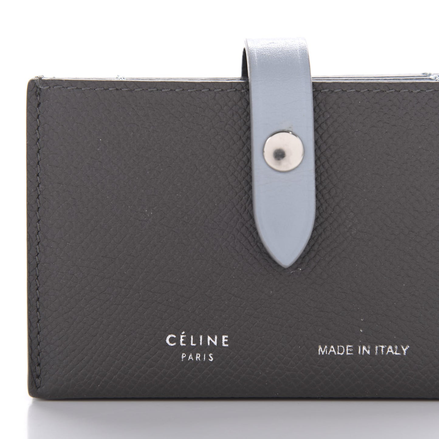 Grained Shiny Calfskin Accordion Card Holder Grey