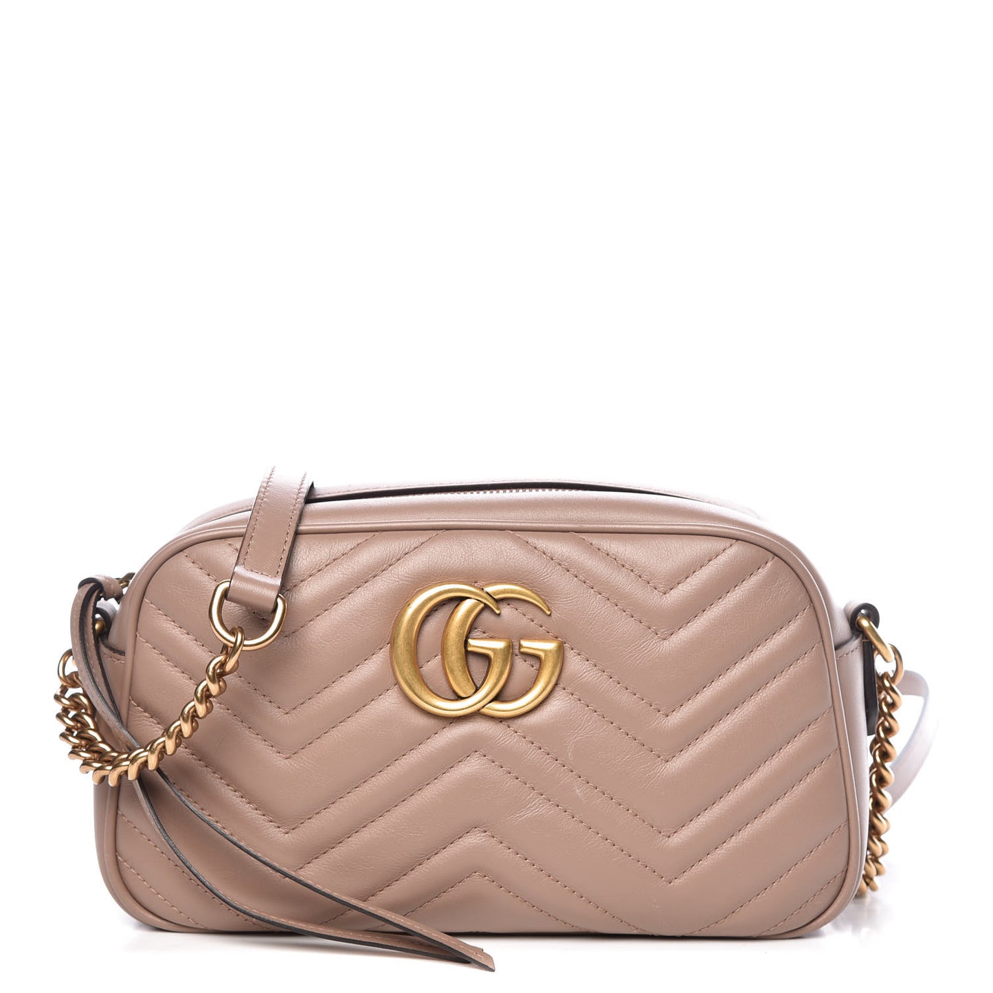 Calfskin Matelasse Small GG Marmont Chain Shoulder Bag Taupe