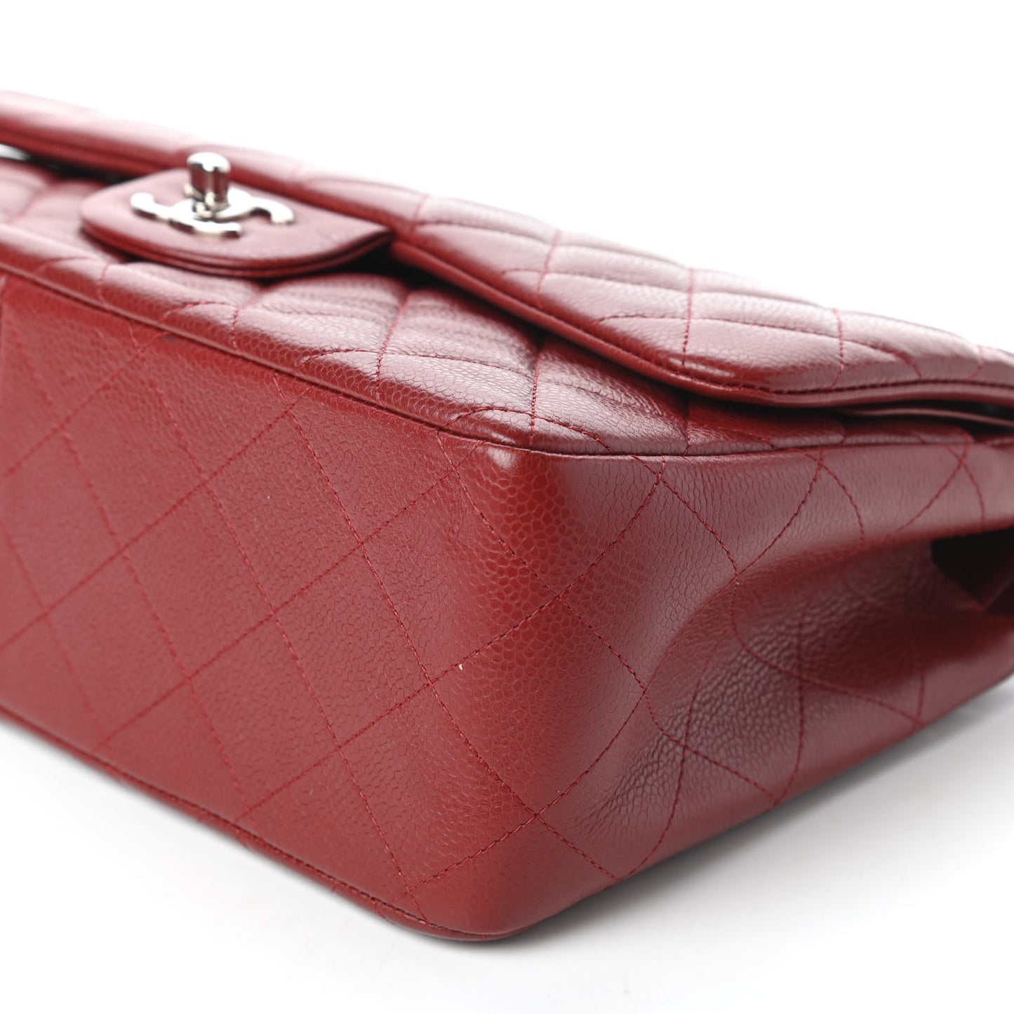 Caviar Quilted Jumbo Double Flap Dark Red