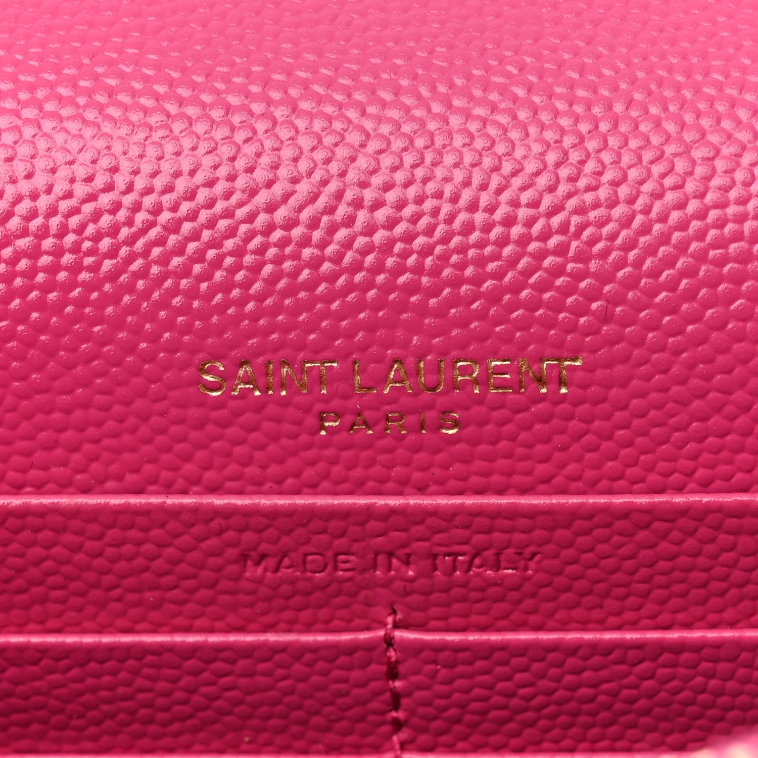 Saint Laurent Grain De Poudre Matelasse Chevron Monogram Envelope Chain Wallet Fresh Fuchsia 6 of 10