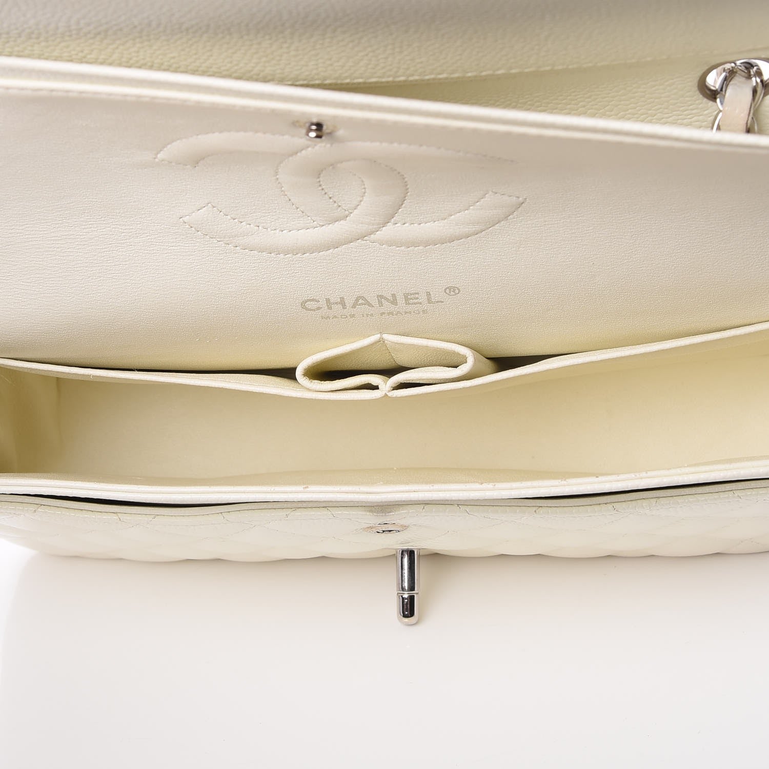 Chanel Caviar Quilted Medium Double Flap White 6 of 15