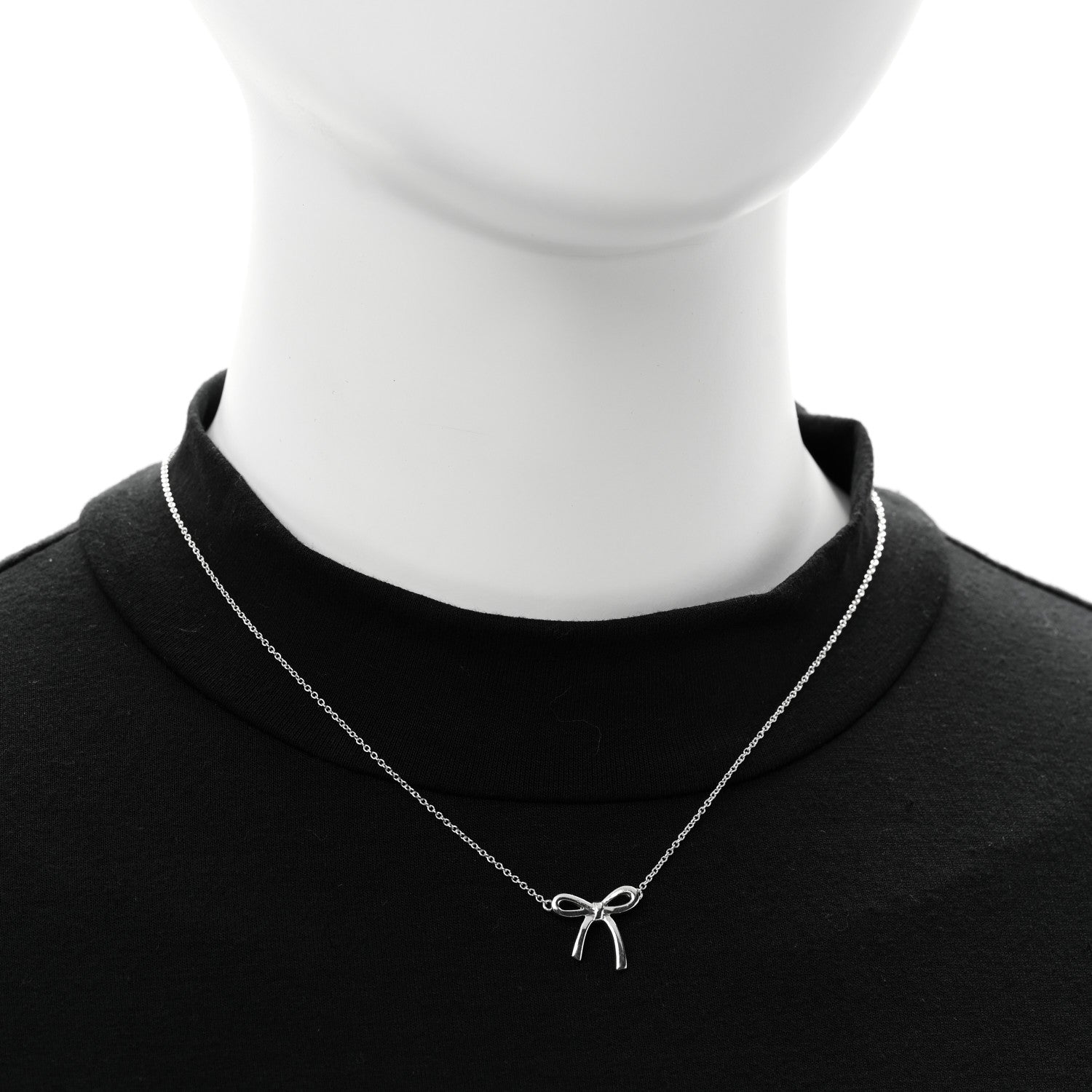 Tiffany Sterling Silver Small Bow Pendant Necklace 2 of 6