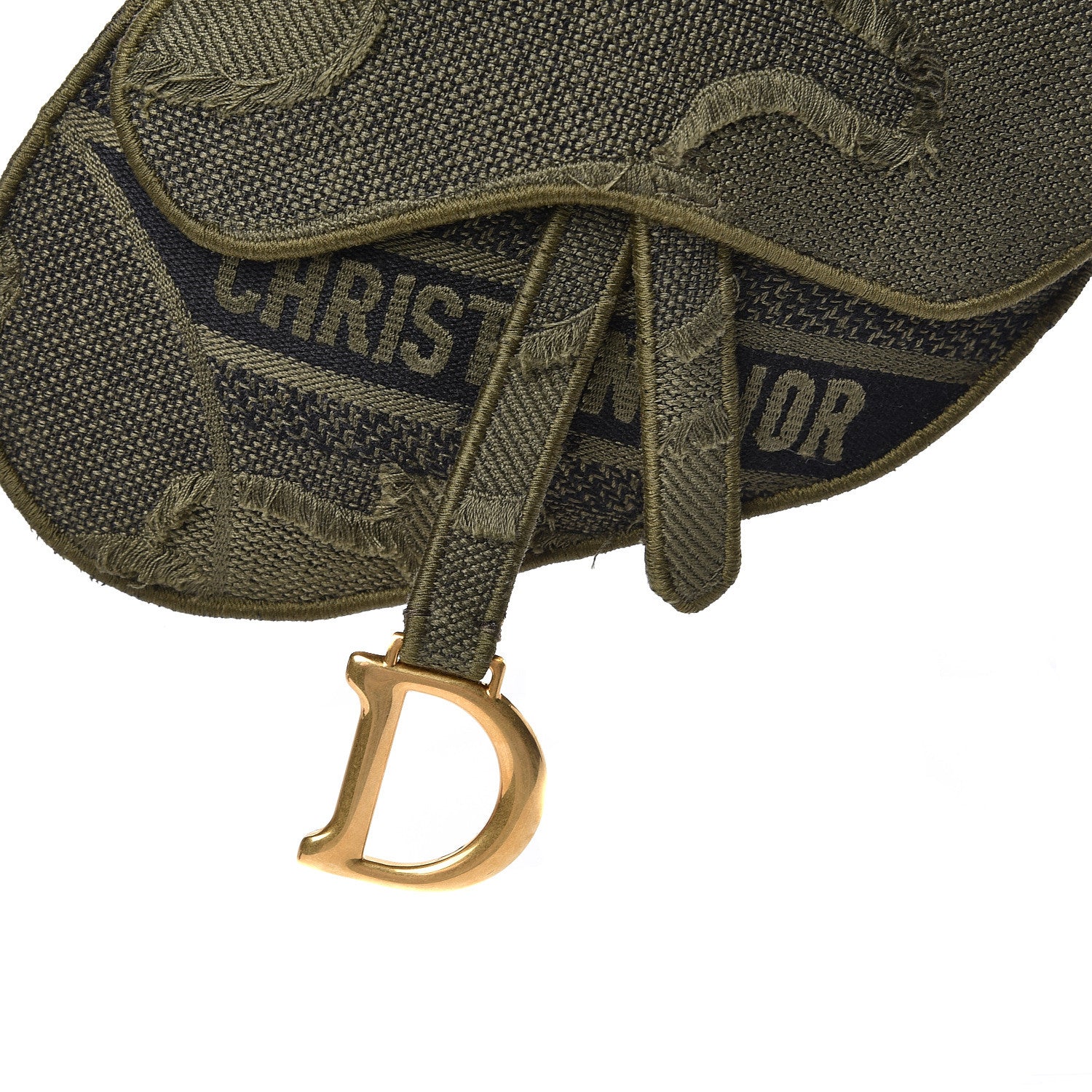 Christian Dior Canvas Embroidered Camouflage Saddle Belt Bag Green 10 of 10