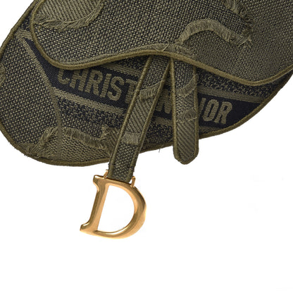 Christian Dior Canvas Embroidered Camouflage Saddle Belt Bag Green 10 of 10