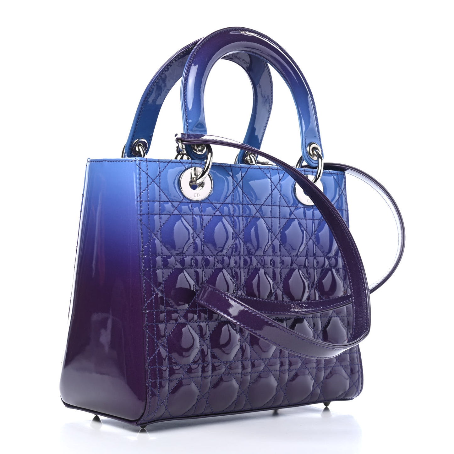 Patent Cannage Gradient Medium Lady Dior Purple Blue