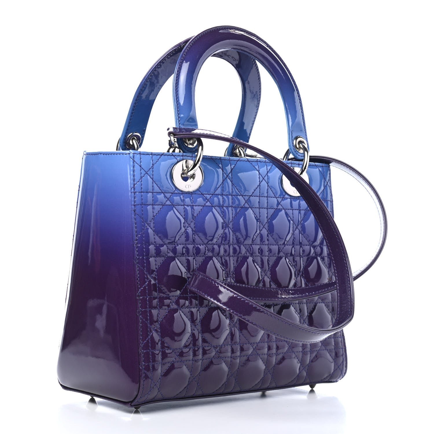 Christian Dior Patent Cannage Gradient Medium Lady Dior Purple Blue 2 of 4