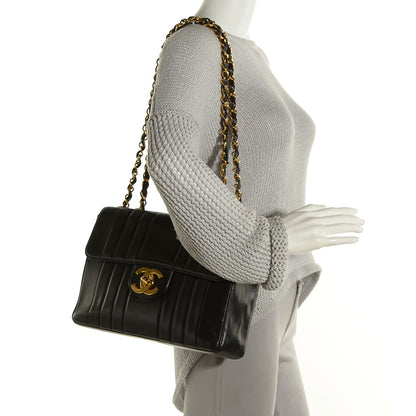 Chanel Lambskin Vertical Quilt Jumbo Flap Black 2 of 8