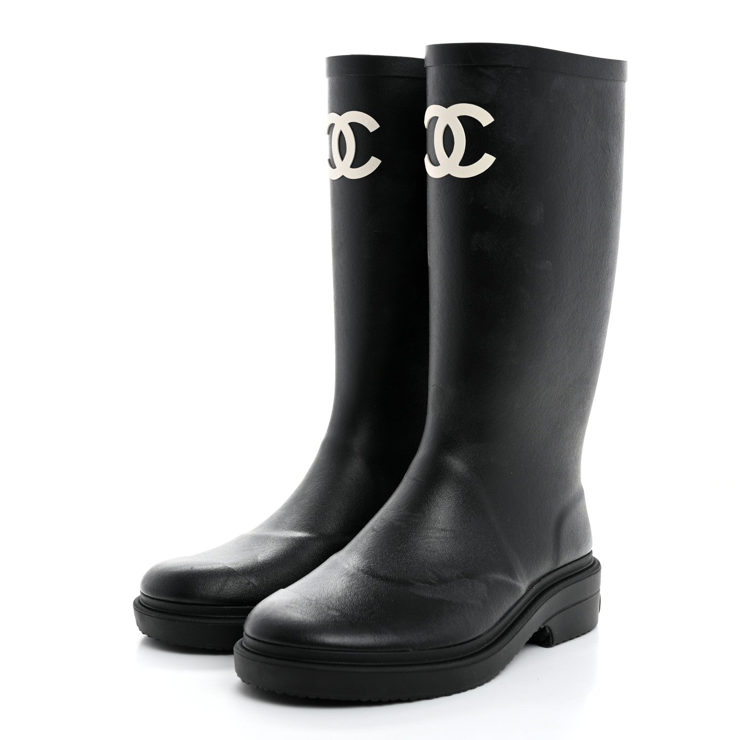 Chanel Caoutchouk CC High Boots 37 Black 3 of 9