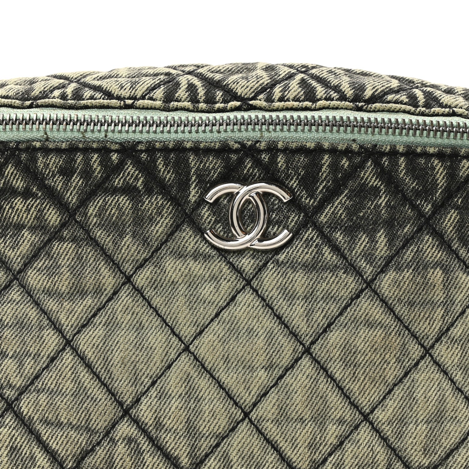 Chanel Denim Quilted Denimpression Waist Bag Green Black 8 of 10