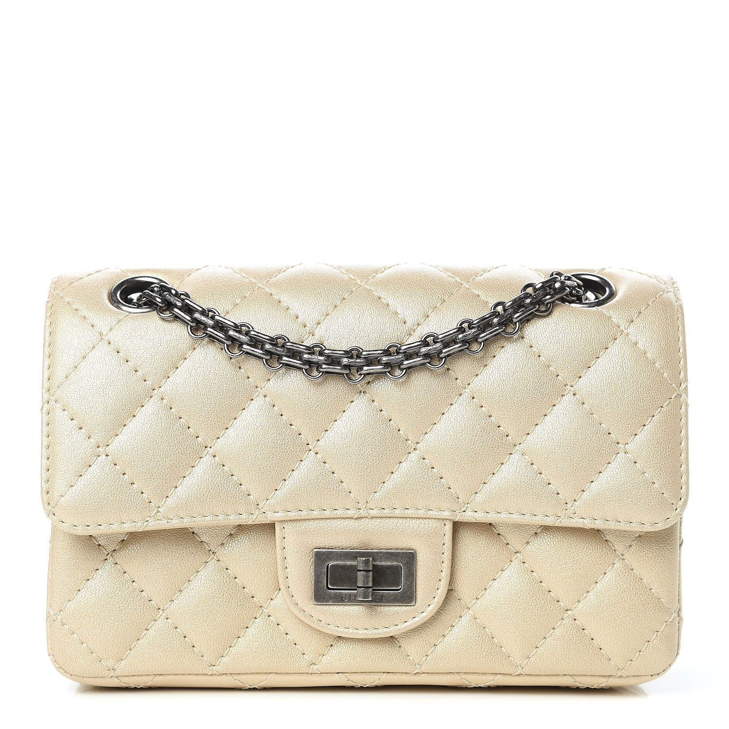 Chanel Metallic Sheepskin Quilted 2.55 Reissue Mini Flap Beige 1 of 12