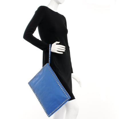 Valentino Garavani Vitello Oversized Rockstud Zip Wristlet Pouch Light Sapphire 2 of 7