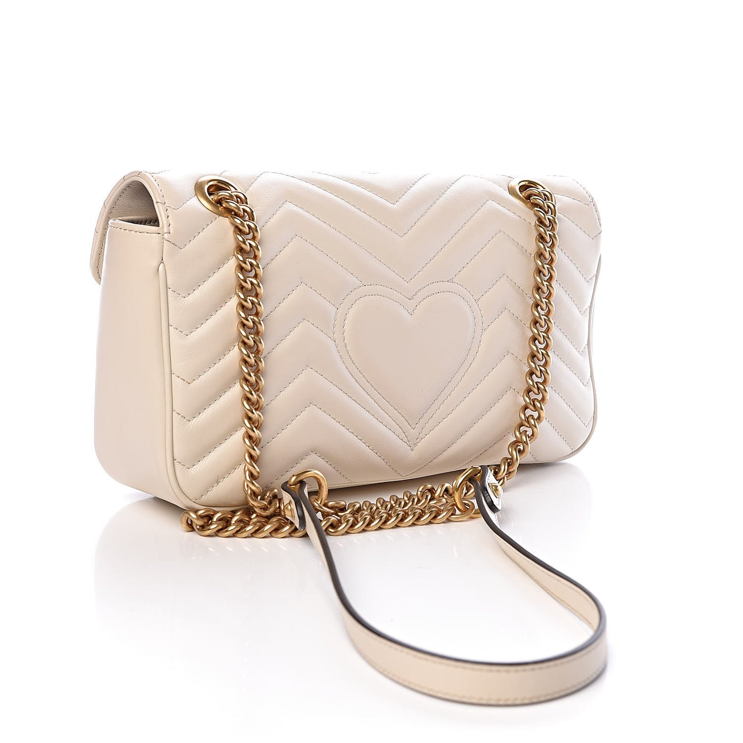 Calfskin Matelasse Small GG Marmont Shoulder Bag White