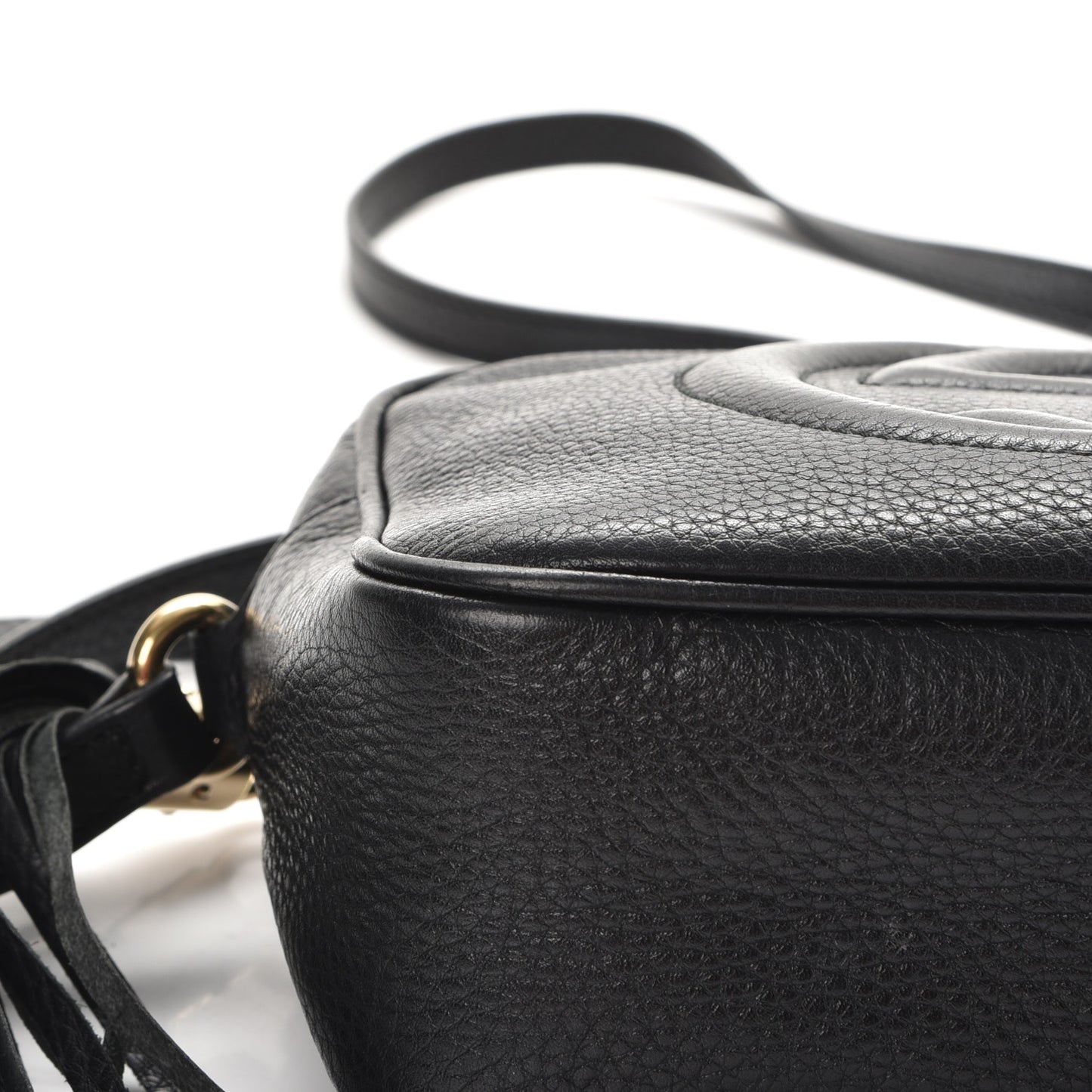 Pebbled Calfskin Small Soho Disco Bag Black