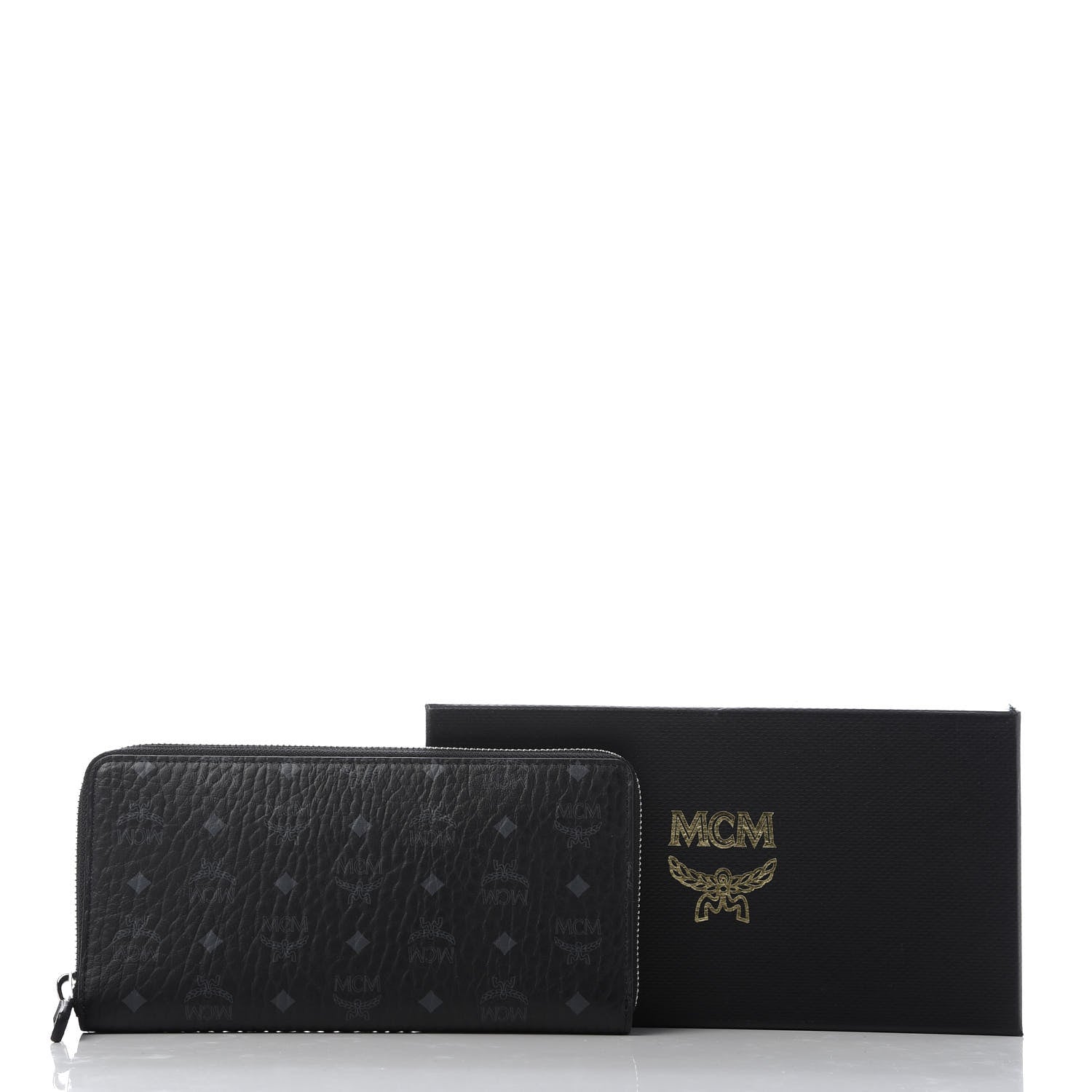 MCM Visetos Large Zip Around Wallet Black 6 of 6