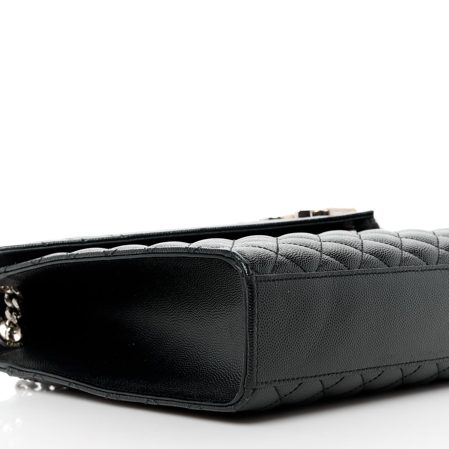Grain De Poudre Textured Mixed Matelasse Large Triquilt Monogram Satchel Black